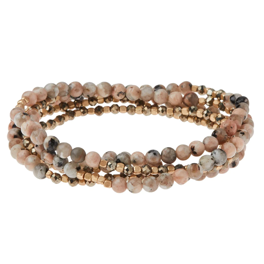 Scout Curated Wears Stone Duo Wrap Bracelet/Necklace - Rhodonite & Pyrite