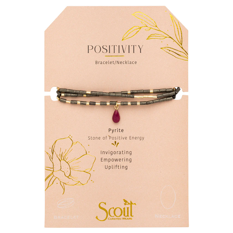 Scout Curated Wears Teardrop Stone Wrap - Pyrite/Fuchsia/Gold - Stone of Positive Energy