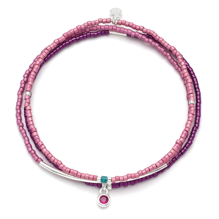 Scout Curated Wears Tonal Chromacolor Miyuki Bracelet Trio - Fuchsia Silver