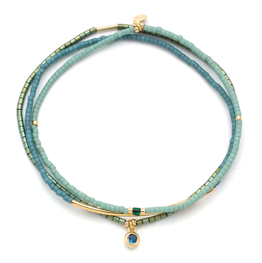 Scout Curated Wears Tonal Chromacolor Miyuki Bracelet Trio - Turquoise Gold