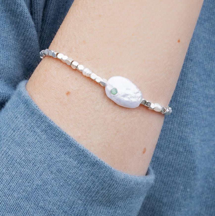 Scout Curated Wears Pearl Affirmation Bracelet - Courage/Silver