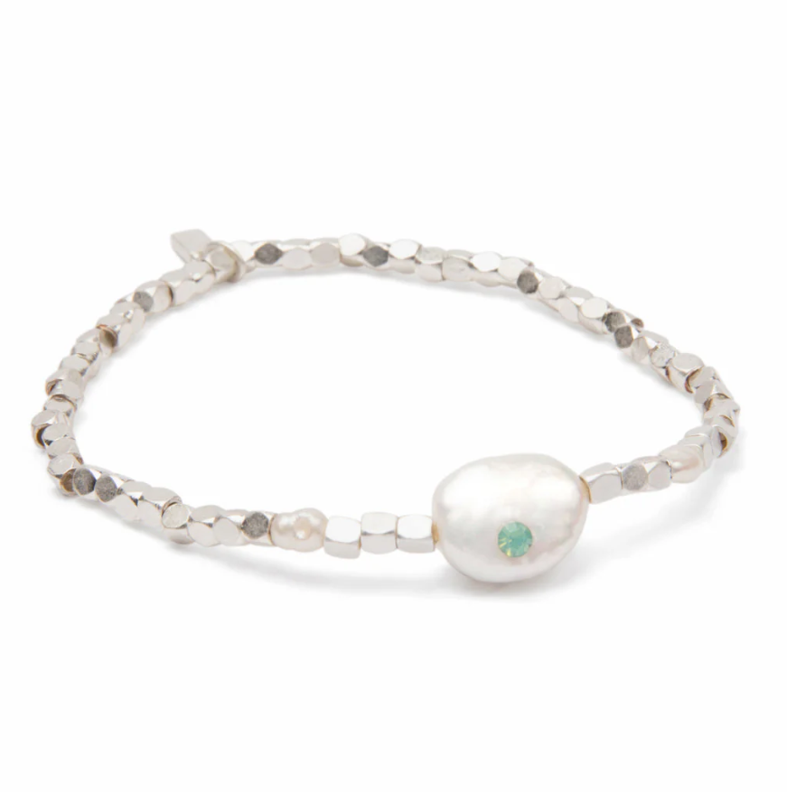 Scout Curated Wears Pearl Affirmation Bracelet - Courage/Silver