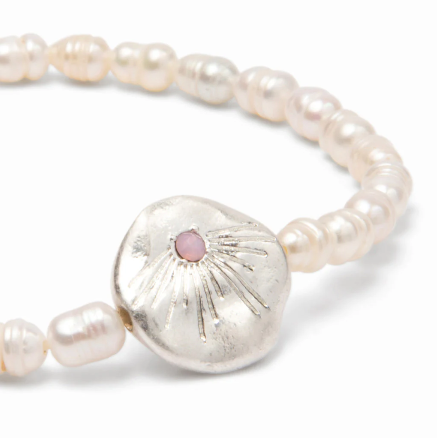 Scout Curated Wears Pearl Affirmation Bracelet - Love/Silver