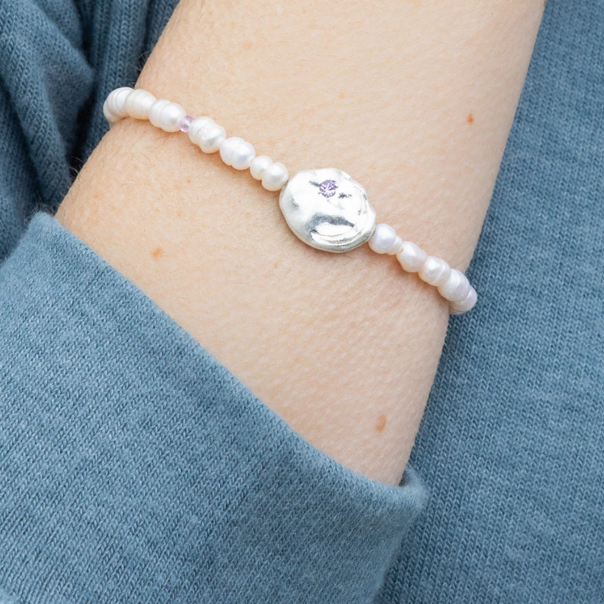 Scout Curated Wears Pearl Affirmation Bracelet - Protection/Silver