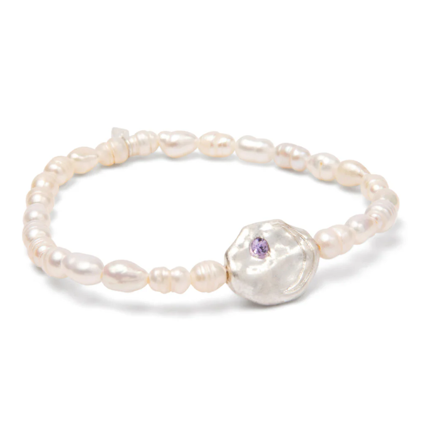 Scout Curated Wears Pearl Affirmation Bracelet - Protection/Silver