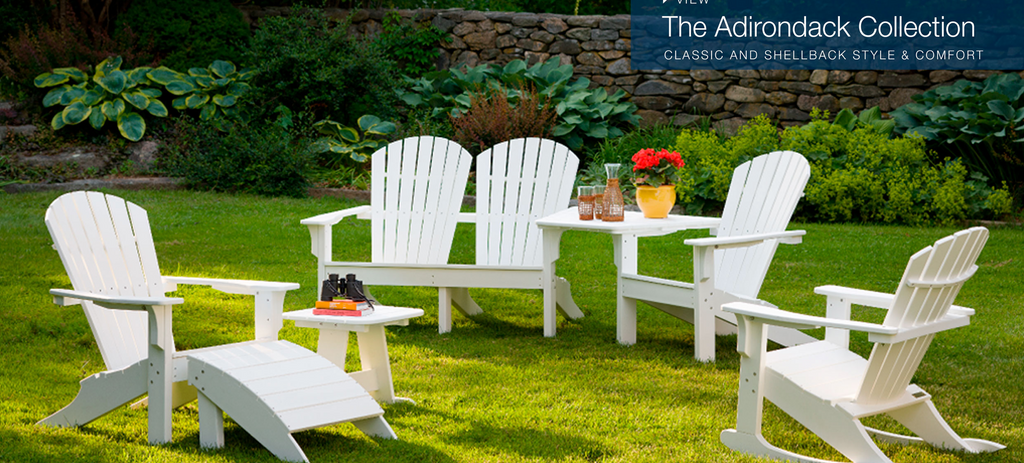 Seaside Casual All Weather Outdoor Furniture including: Seaside Casual Adirondack Chairs, Seaside casual shellback chairs, and seaside casual Adirondack chair sets.