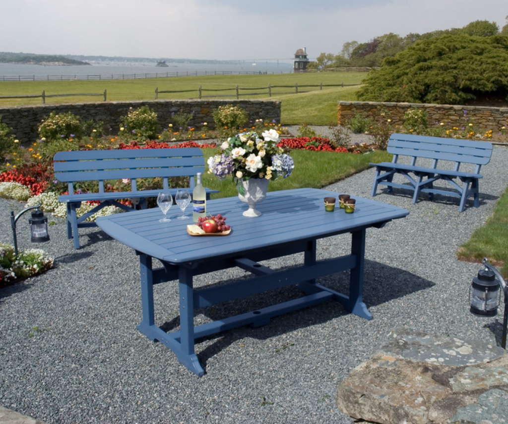 Weather-resistant HDPE dining table with seating for 6 to 8