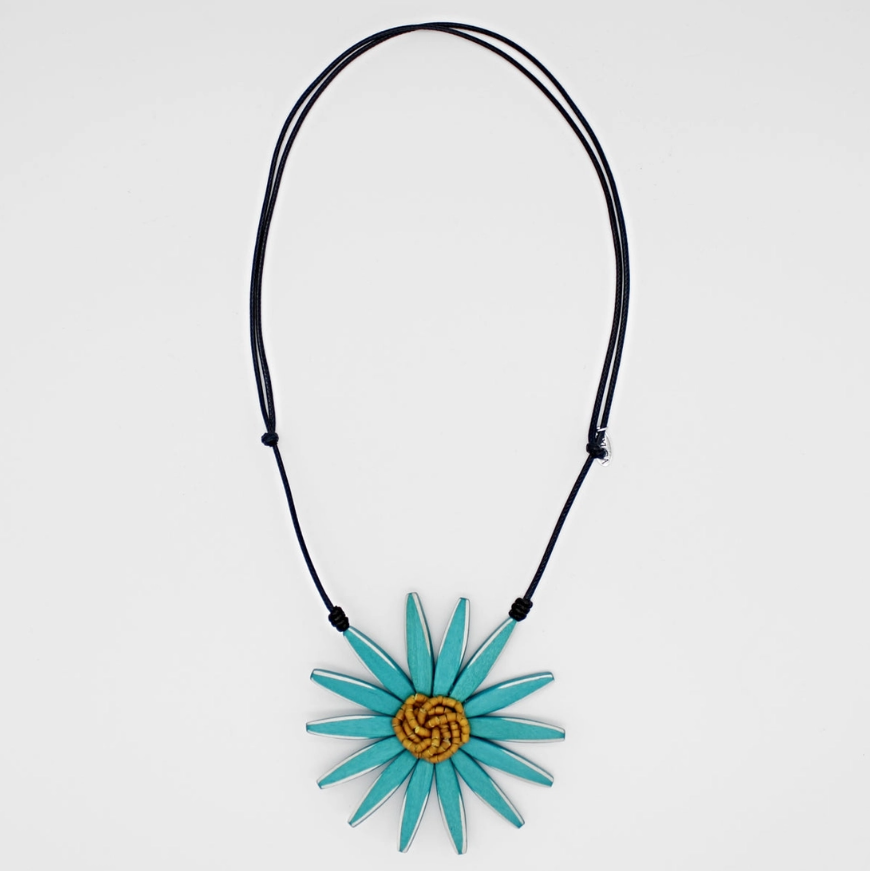 Sylca Amaya Flower Necklace Teal