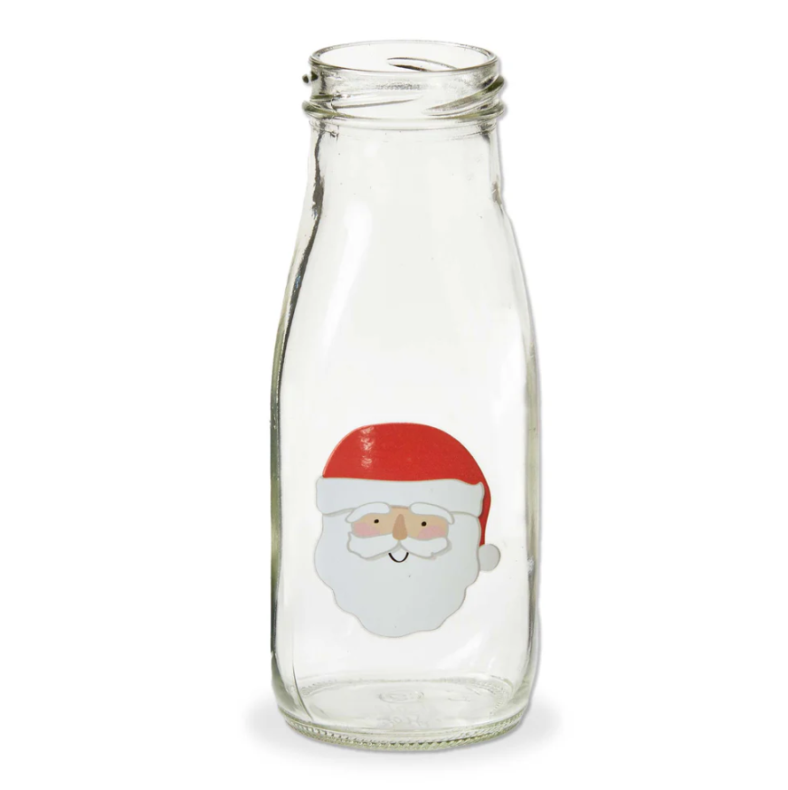 Santa Milk Bottle made of glass with festive Santa Claus design