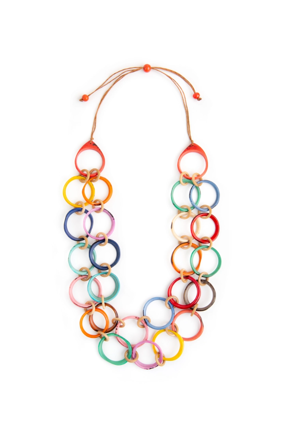 Tagua Long Ring of Life Necklace Multi