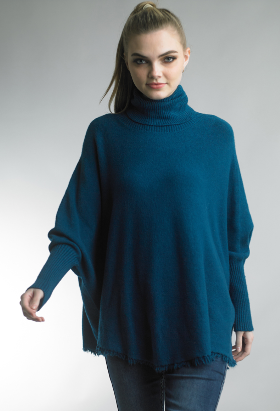 Tempo Paris Fringe Hem Sweater Teal