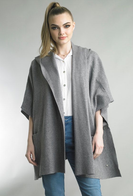 Tempo Paris Open Poncho Cardigan Grey