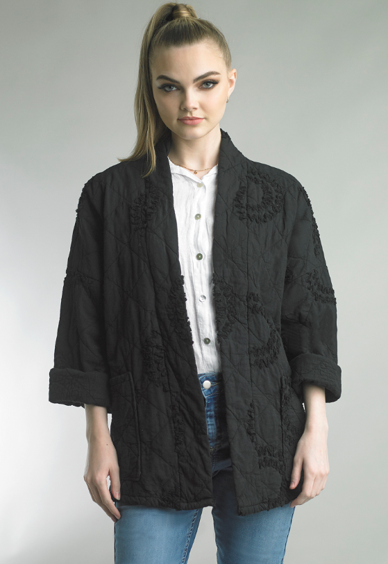 Tempo Paris Quilt Embroidered Jacket Black