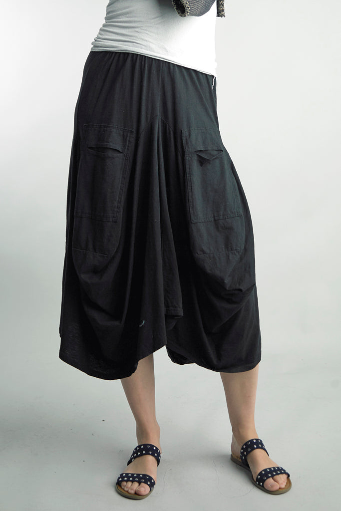 Tempo Paris Ruched Linen Skirt Black