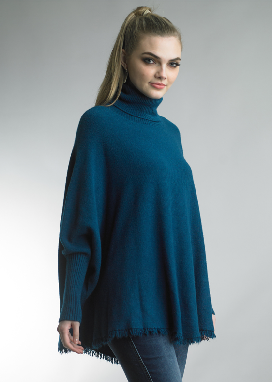 Tempo Paris Fringe Hem Sweater Teal