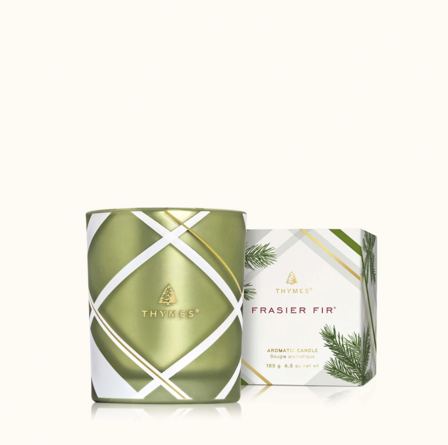 Thymes Boxed Candle - 6.5oz. Fraiser Fir Frosted Plaid