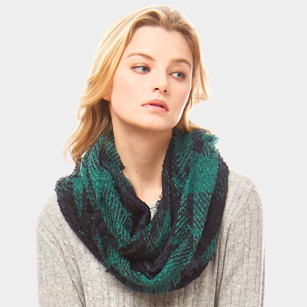 Infinity Plaid Check Scarf Green