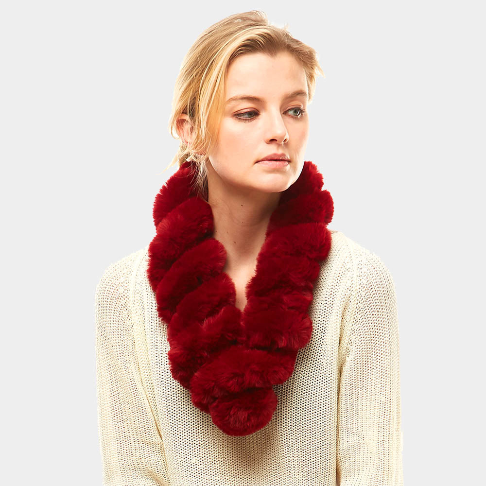 Faux Fur Cozy Scarf Burgundy