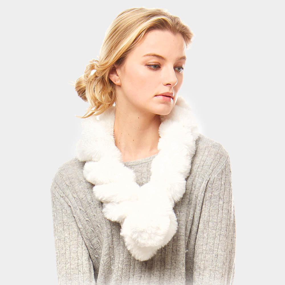 Faux Fur Cozy Scarf White