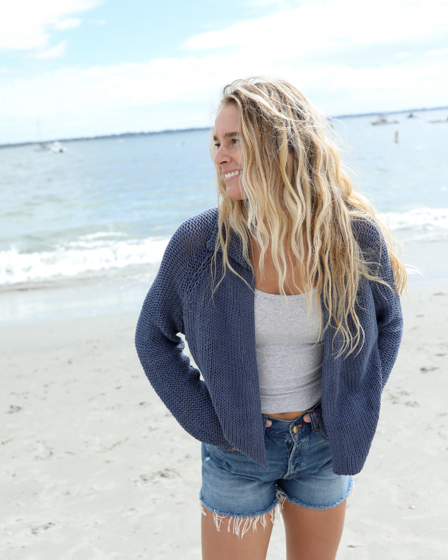 Wooden Ships Heart Back Chunky Cardigan | Spring Knit Layer