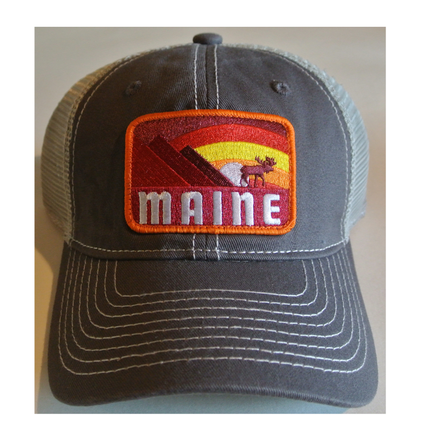 Woods & Sea Truckah Hat with Maine moose and mountain patch
