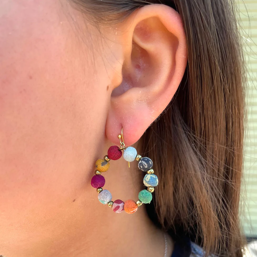 World Finds Encircled Kantha Earrings