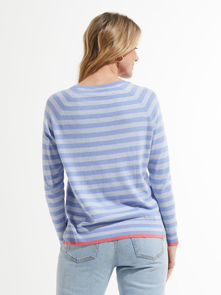 Zaket & Plover Stripe V Sweater Chambray