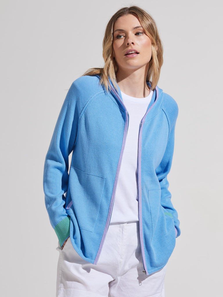 Zaket & Plover Chunky Cotton Hoodie Blue