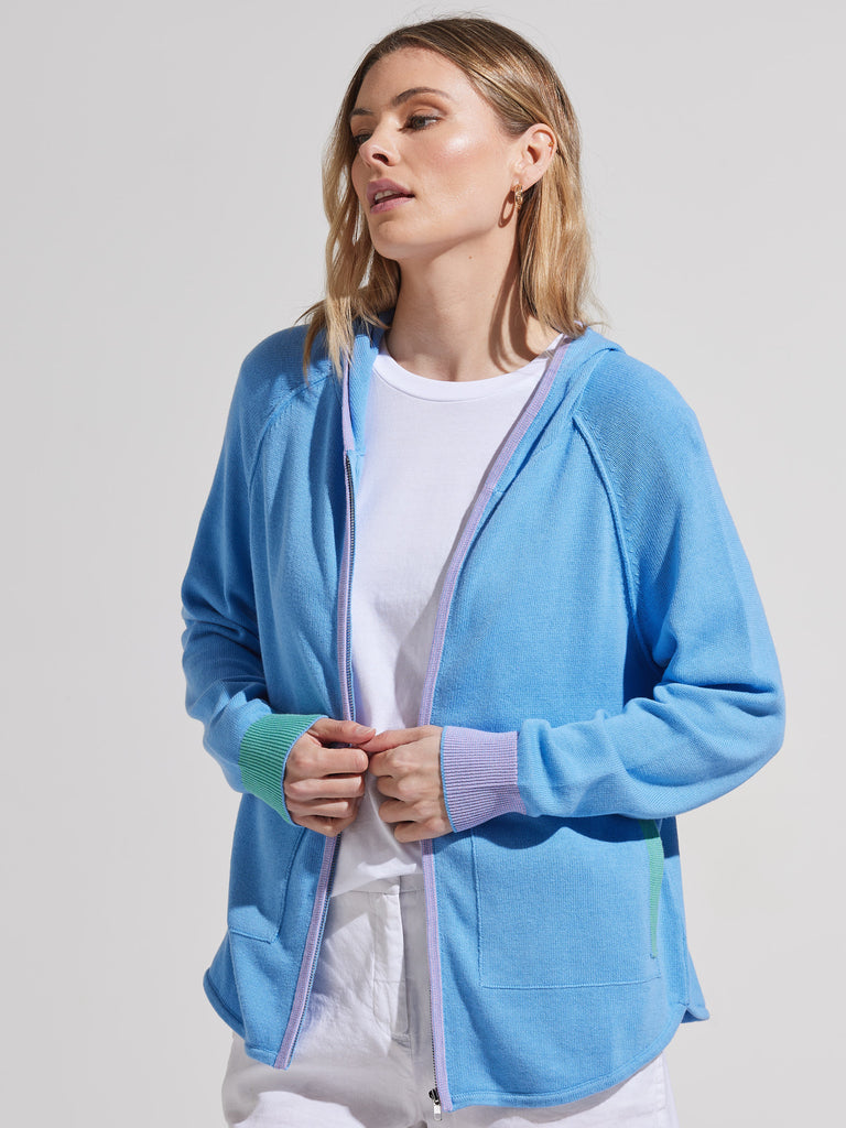 Zaket & Plover Chunky Cotton Hoodie Blue