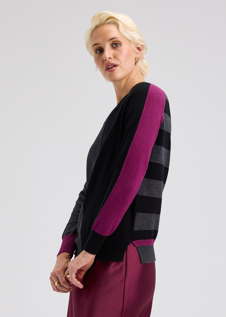 Zaket & Plover Split Sweater with bold colorblock design