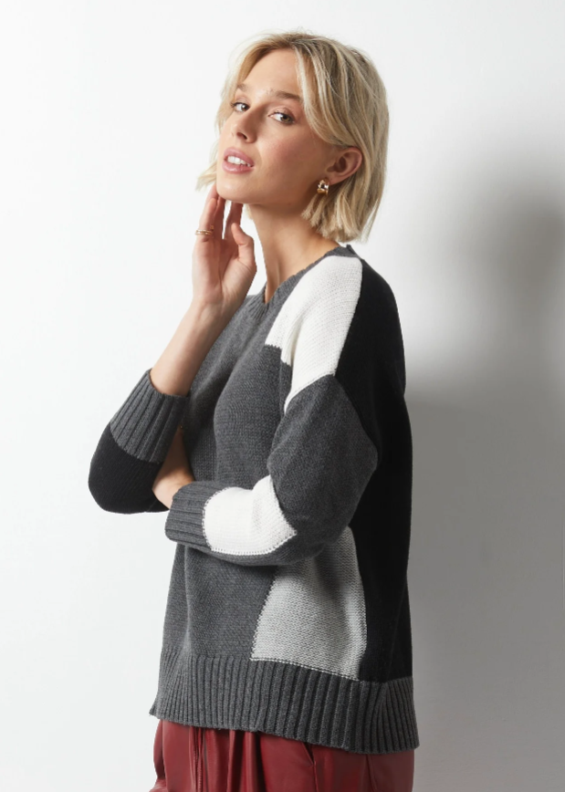 Zaket & Plover Intarsia Trim Sweater