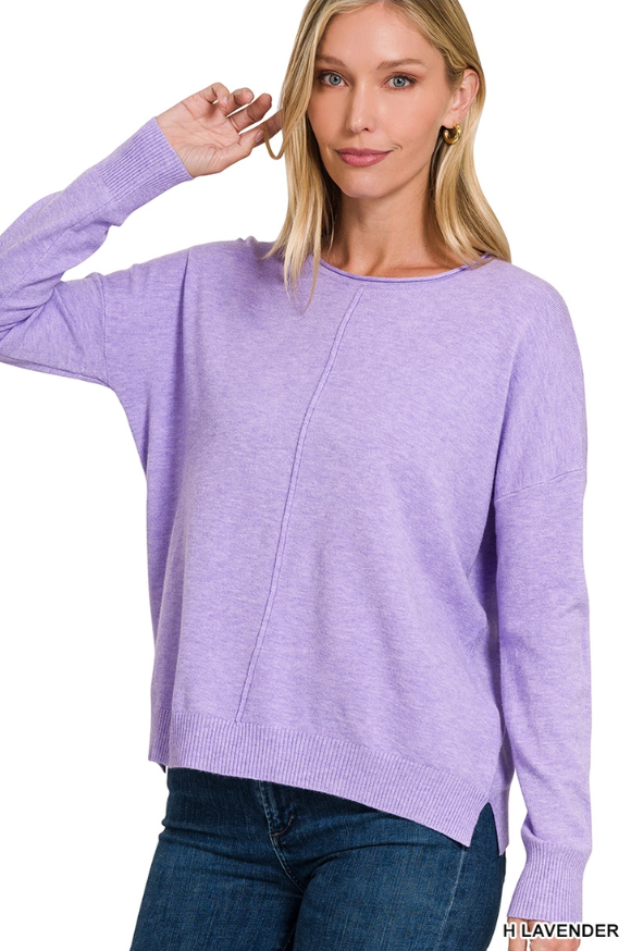 Zenana Front Seam Side Slit Sweater