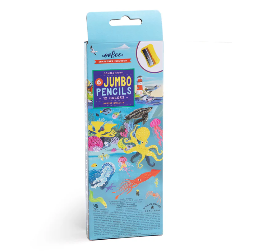 eeBoo Under The Sea 6 Jumbo Double Pencils - Arts-n-Crafts For Kids