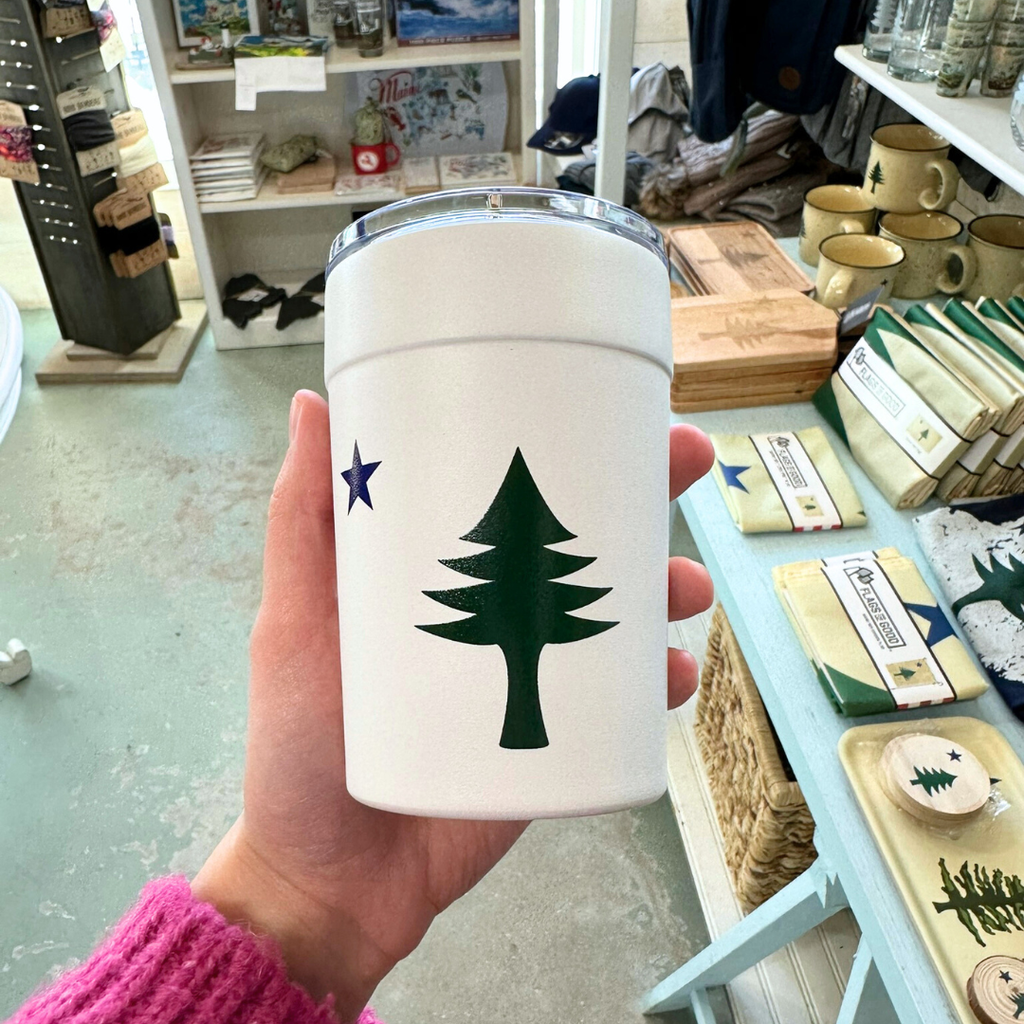 Old Maine Flag Travel Mug White