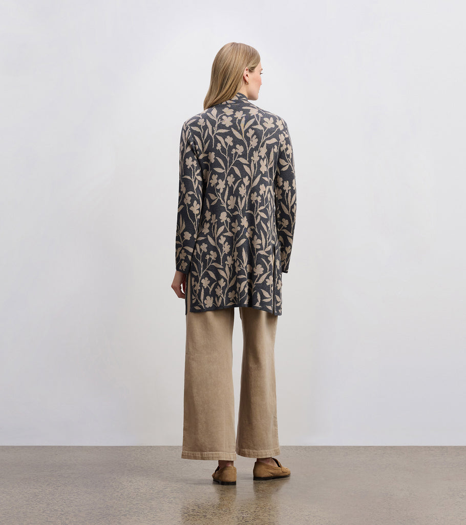 Back view of Floral Vines Sweater Blazer showing all-over knit pattern