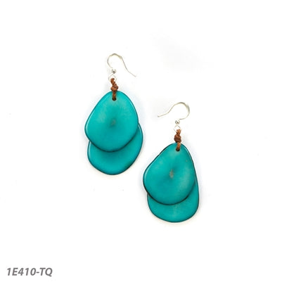 Organic Tagua Fiesta Earrings Turquoise