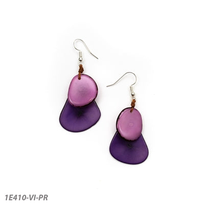 Organic Tagua Fiesta Earrings Violet Purple