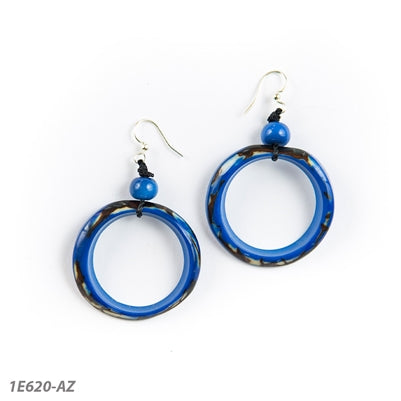 Tagua Ring of Life Earring Azul