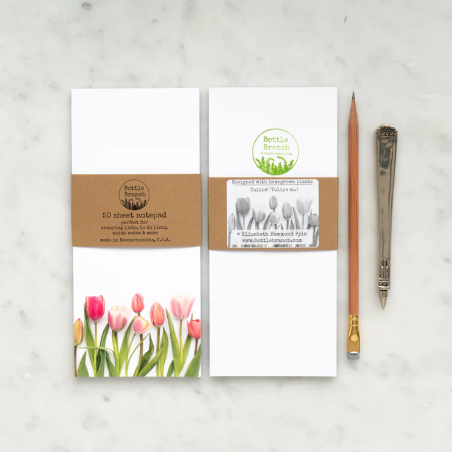 Bottle Branch Notepad - Pink Tulips