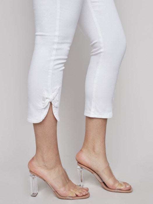 Charlie B Pull-On Bow Jeans White Cuff