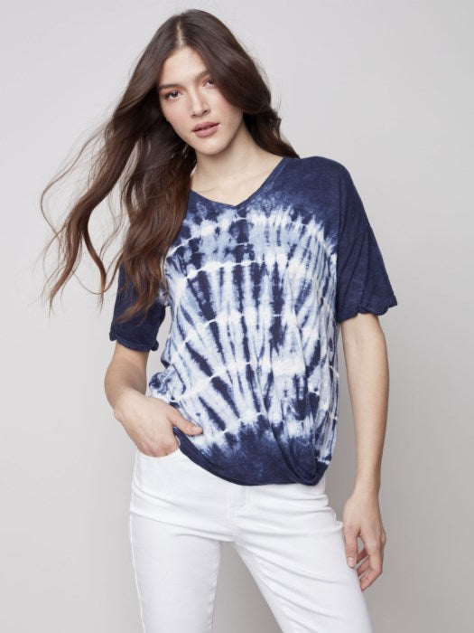 Tie-Dye Linen Knit Top