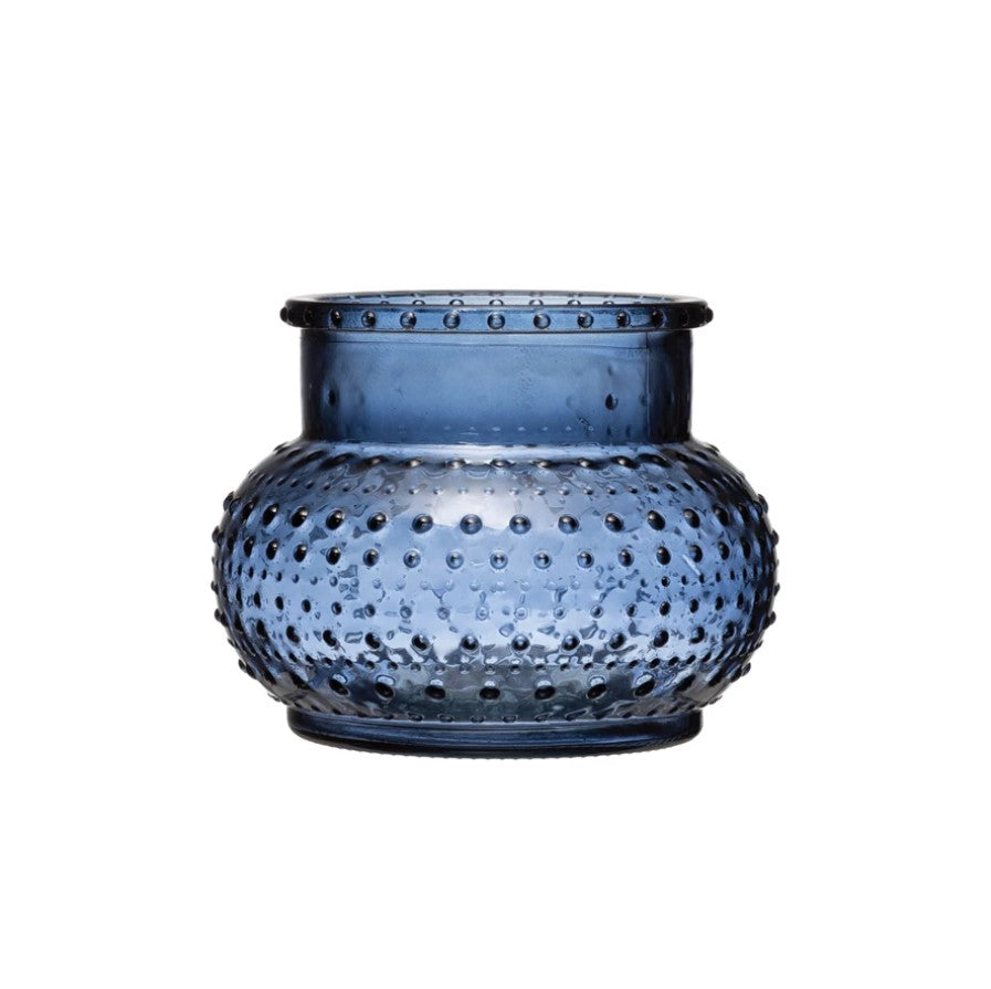 Hobnail Blue Glass Vase