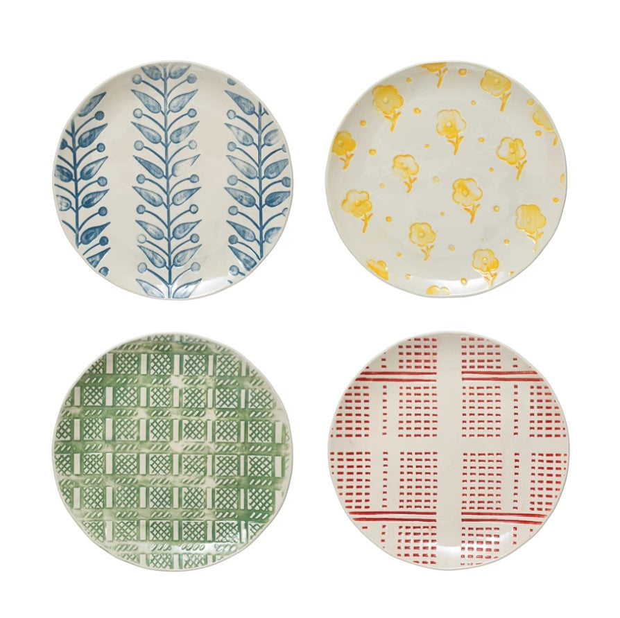 Creative Co-op Hand-Painted Stoneware Plates