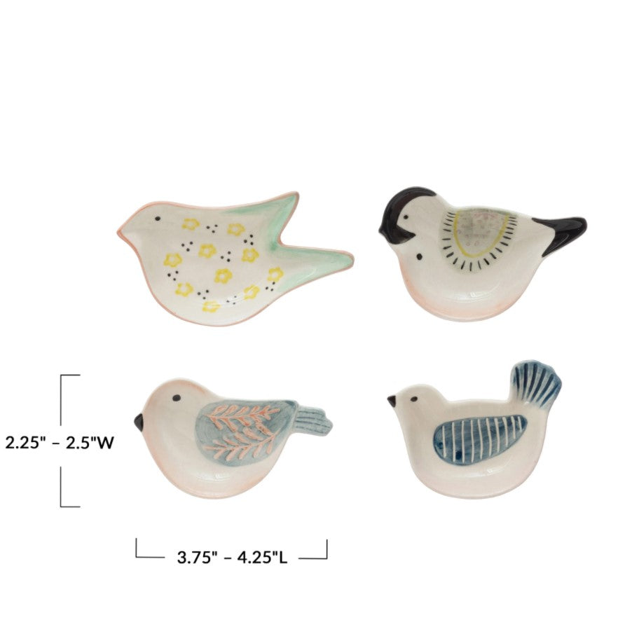 Creative Co-op Hand-Painted Stoneware Bird Shaped Dish 