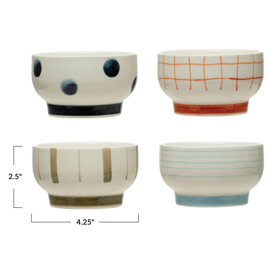 Creative Co-op Hand Painted Stoneware Bowls Dimensions 