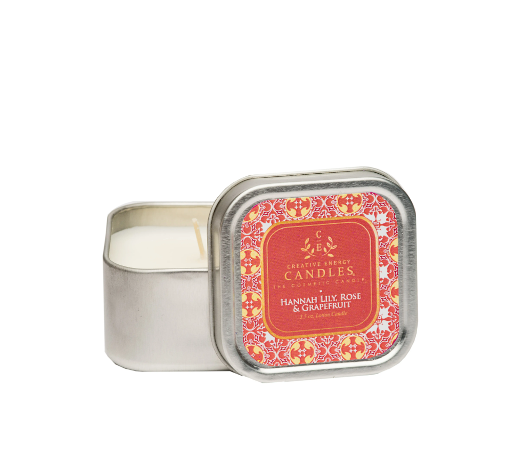 Creative Energy Candles Hannah Lily, Rose & Grapefruit Lotion Candle Travel Tin