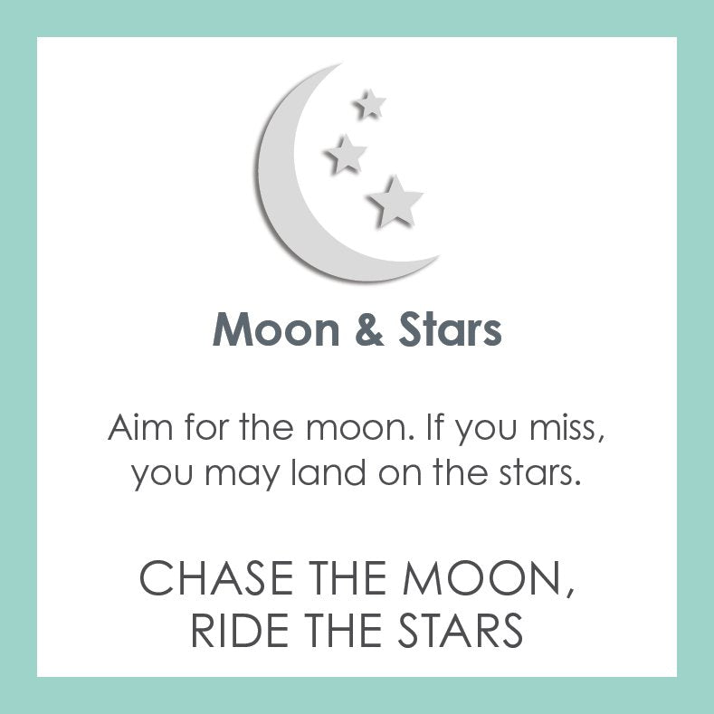 LOLA® Moon & Stars Gold Pendant: Aim for the moon. If you miss, you may land on the stars. Chaise the moon, ride the stars. 