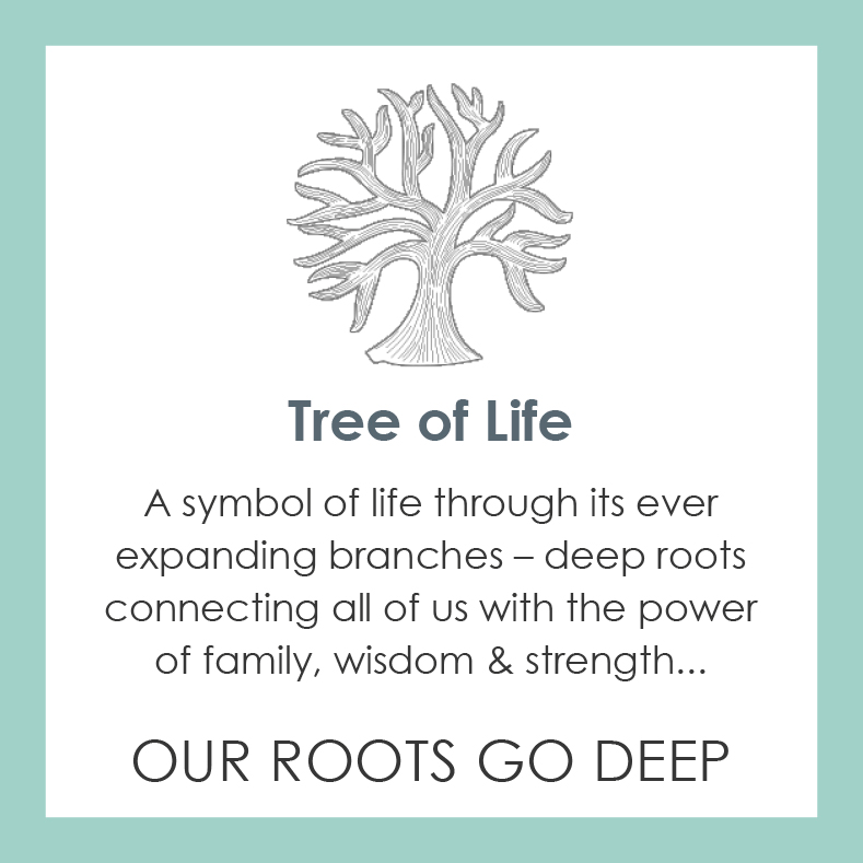 LOLA® Tree Of Life Pendant Card: A symbol of life through its ever expanding branches - deep roots connecting all of us with the power of family, wisdom and strength. Our roots go deep. 