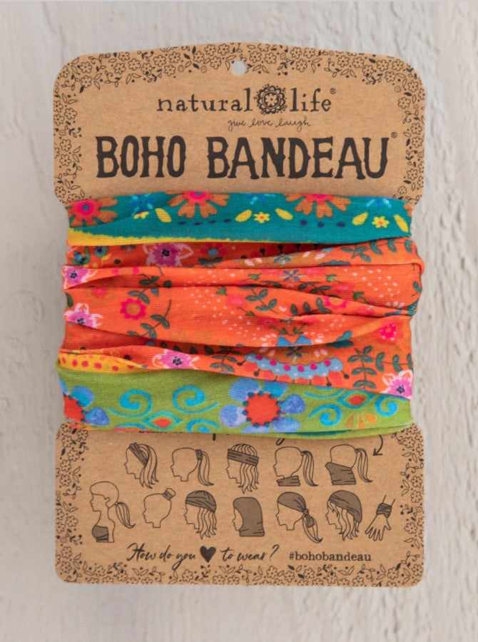 Boho Bandeau - Charcoal Floral Border