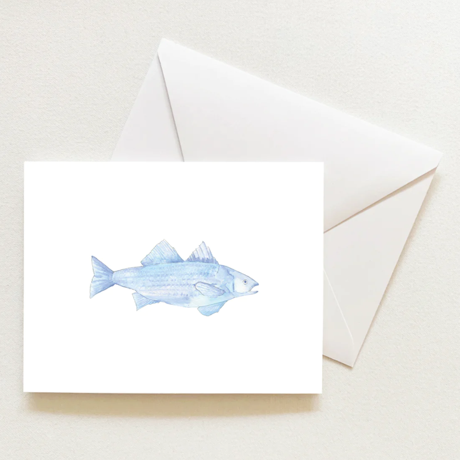 Sara Fitz Notecard Box of 8 Blue Fish